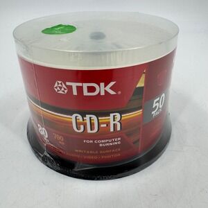 TDK CD-R 700MB 80Min‎ 48X Compatible 50 Pack New Sealed Computer Burning